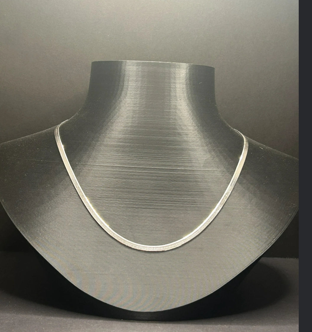 925 Sterling Silver Herringbone Necklace 18in 4mm