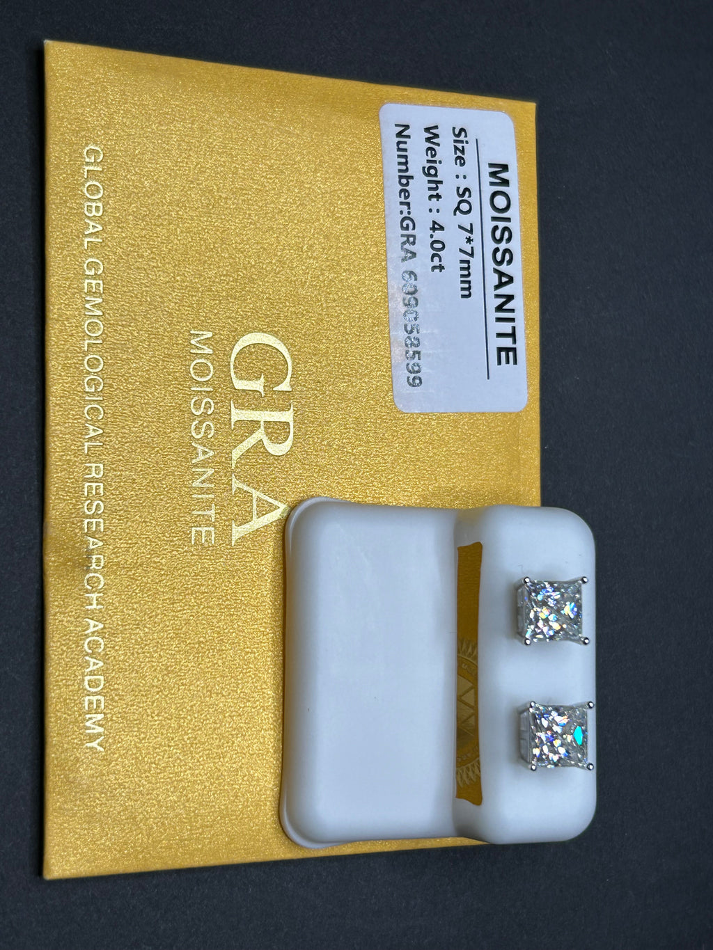 Moissanite and 925 Sterling Silver Rhodium Plated Square Studs 7mm