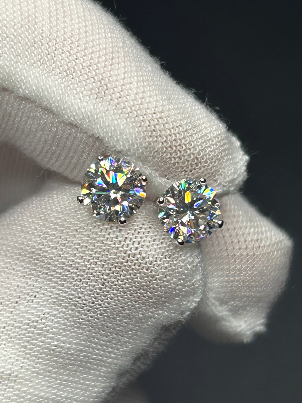 Moissanite and 925 Sterling Silver Round Studs 7mm