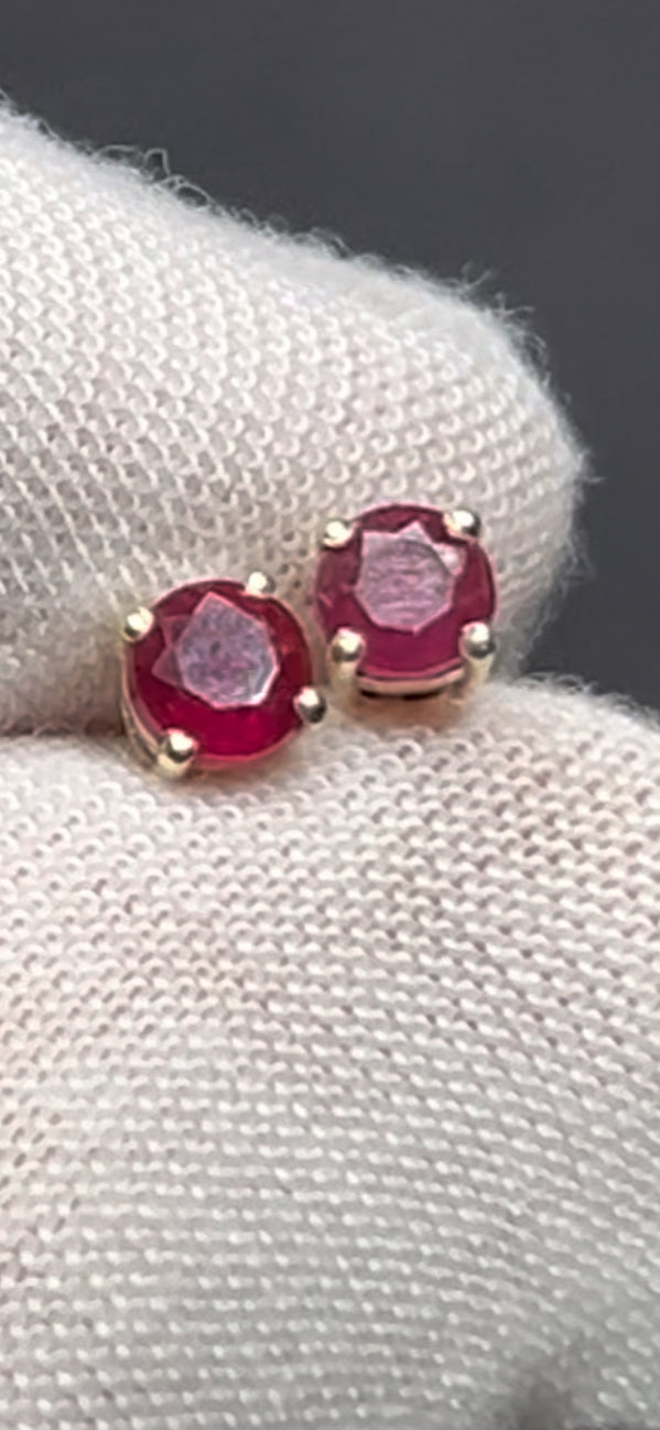 Natural Ruby and 925 Sterling Silver Studs