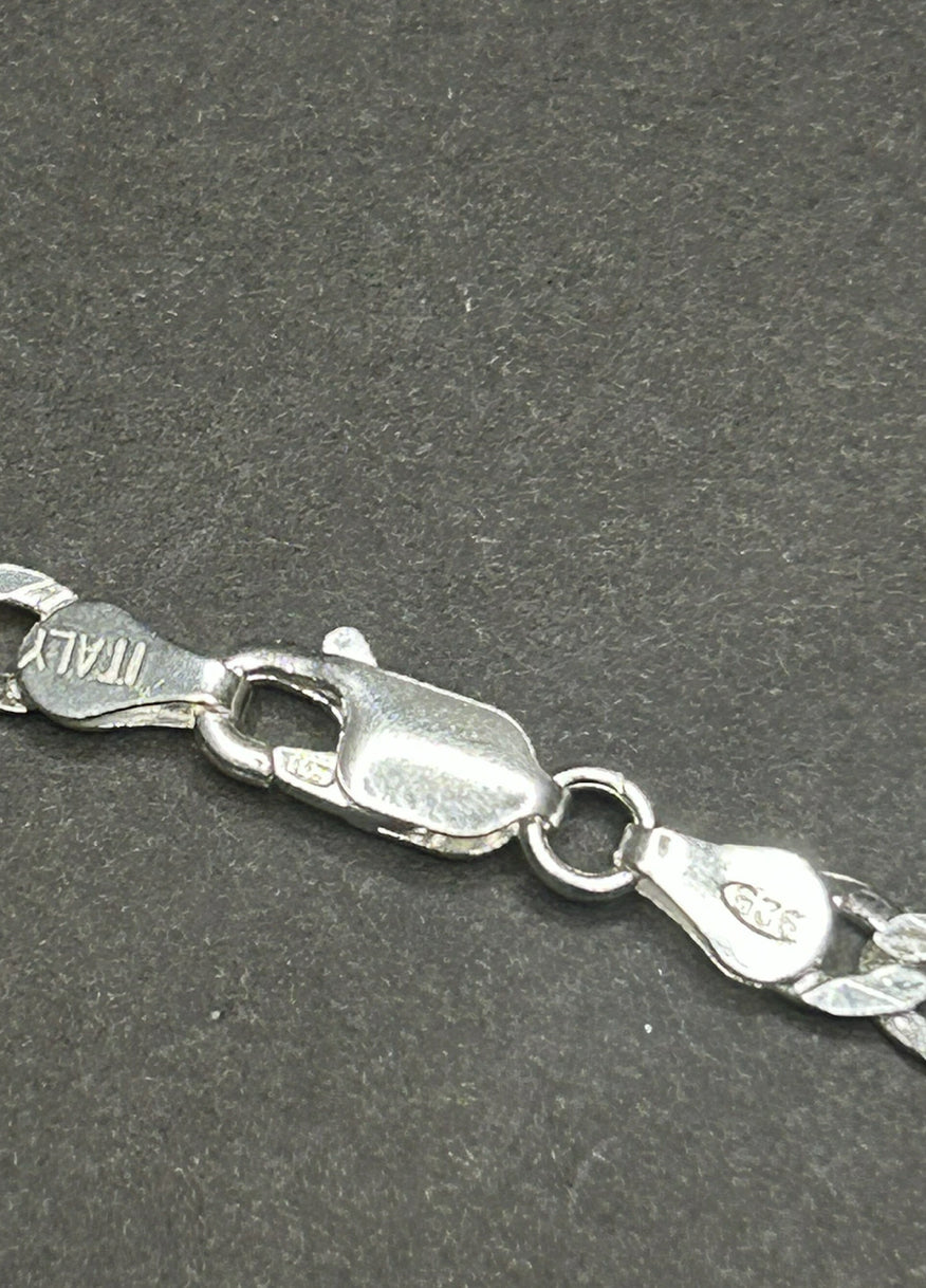 925 Sterling Silver Figaro Bracelet 8in 4mm