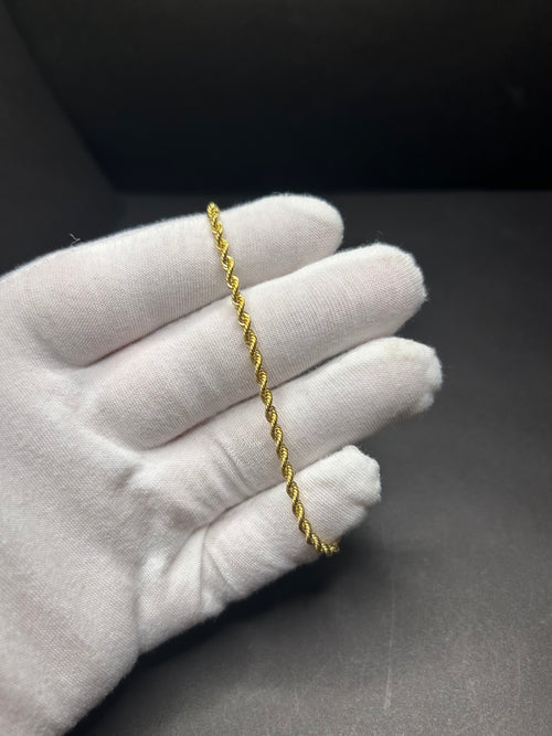14kt Gold Rope Bracelet 7.25inch 2.8mm