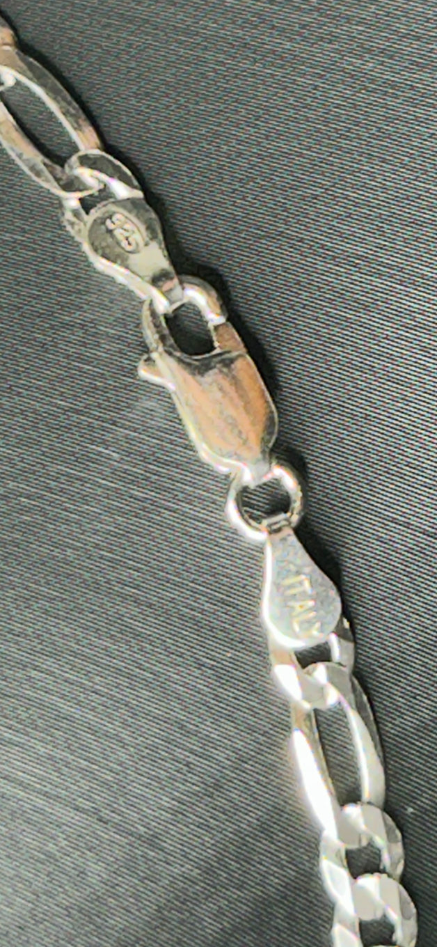 925 Sterling Silver Figaro Chain 18inch 4mm