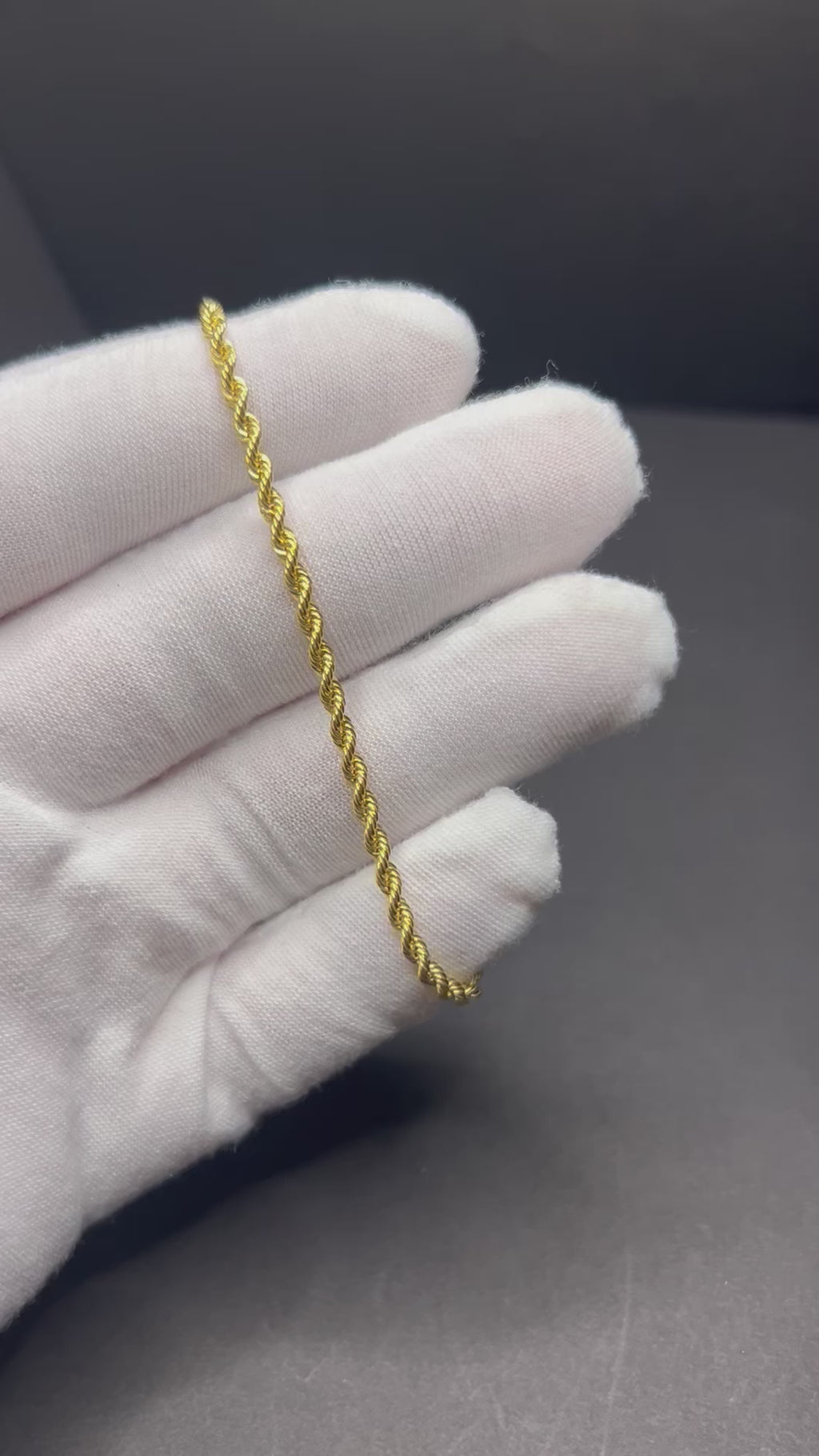 14kt Gold Rope Bracelet 7.25inch 2.8mm