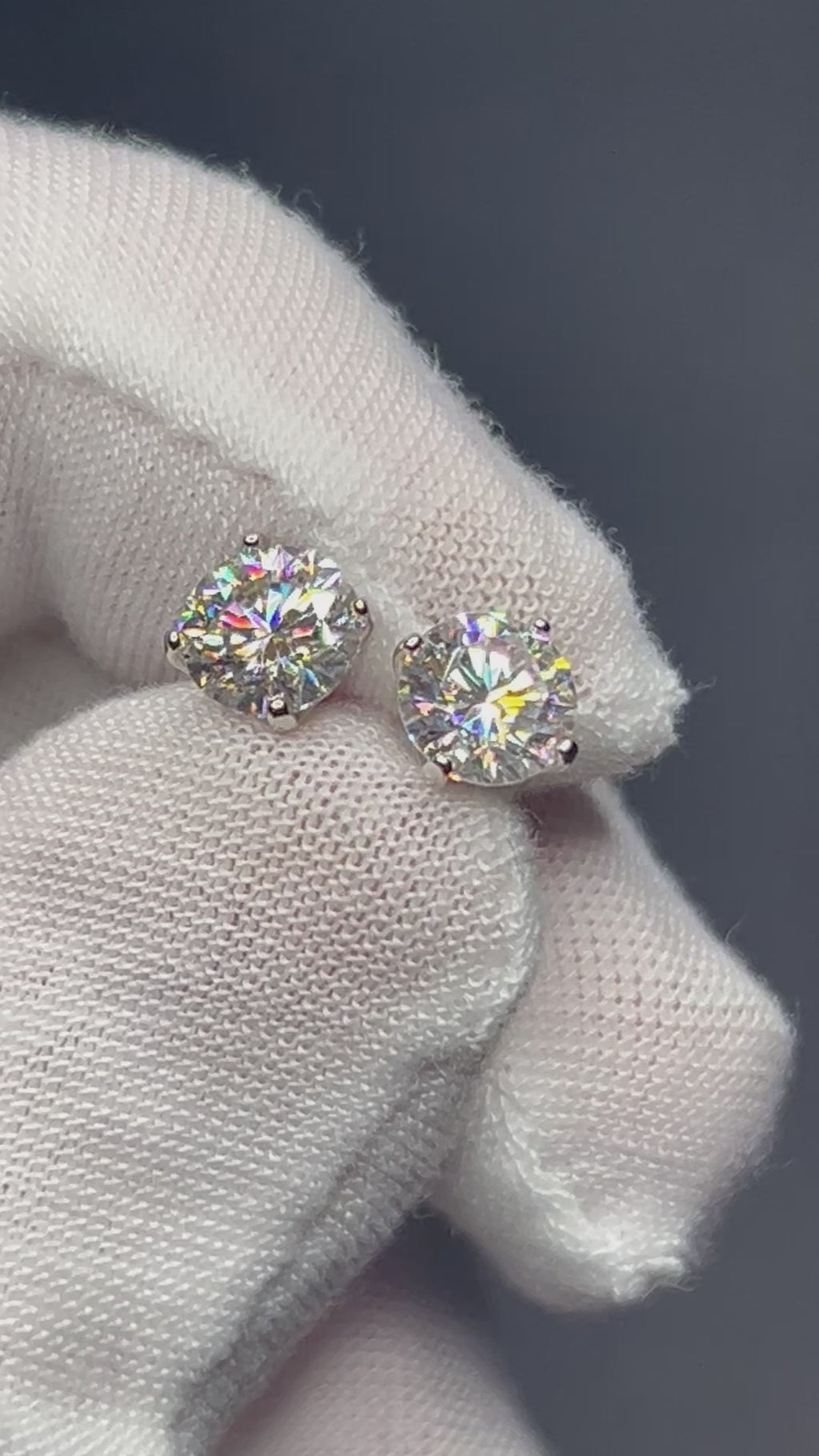 Moissanite and 925 Sterling Silver Round Studs 7mm